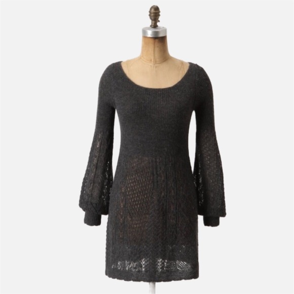 Anthropologie | Dresses | Nwt Anthropologie Knitted Knotted Alpaca Wool Bishop Sleeve Dress Sz M